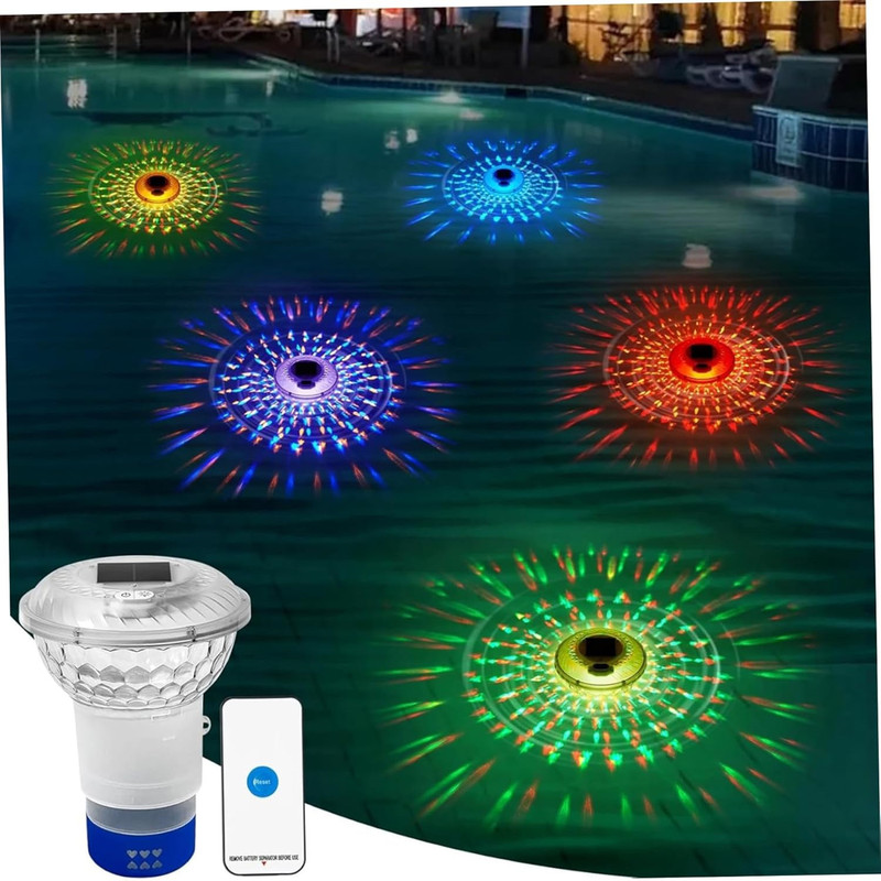 Solar-powered disinfection box pool ambiance light LED colorful remote-controlled underwater projection light garden light pond light