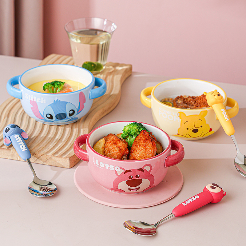 Disney Stitch 304 Cuchara de acero inoxidable Juego de cuchara de tenedor de dibujos animados Cuchara pequeña para bebés Cuchara para niños para comidas en casa