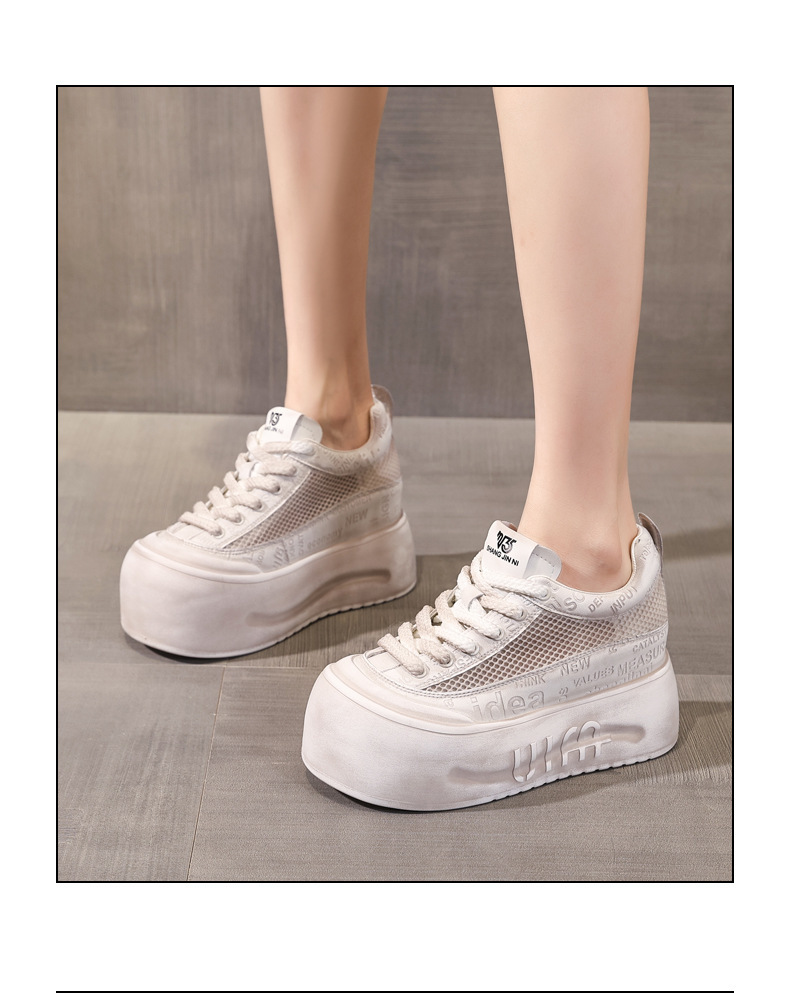 Giày sneaker nữ đế dày lưới thoáng khí phong cách bánh xốp trắng đa năng — Gỗ sồi Ash chi tiết 15