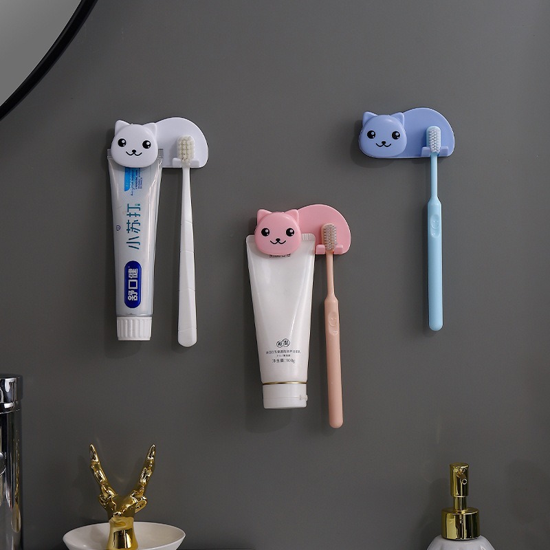 Stall de pasta de dientes sin agujeros de perforación tipo pared extruida pasta de dientes lavabo facial baño cepillo de dientes de pared abrazadera de almacenamiento