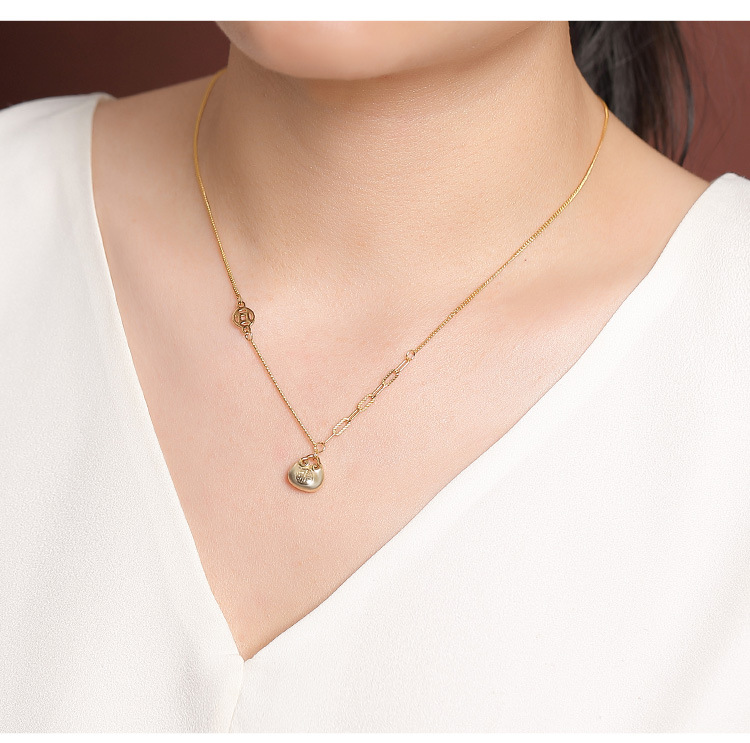 Dây chuyền bạc S925 mạ vàng mặt Phúc tự Như Ý hình túi xương đòn — Các kiểu màu bạc chi tiết 7