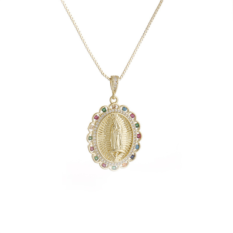 fashion copper-plated gold micro-set zircon Virgin Mary necklace