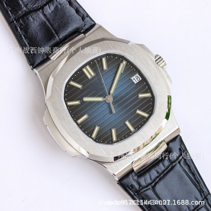 Foreign Trade Patek Nautilus 5711 Watch First Layer Cowhide Strap Rose Gold Case Sports Fully Automatic Mechanical Watch