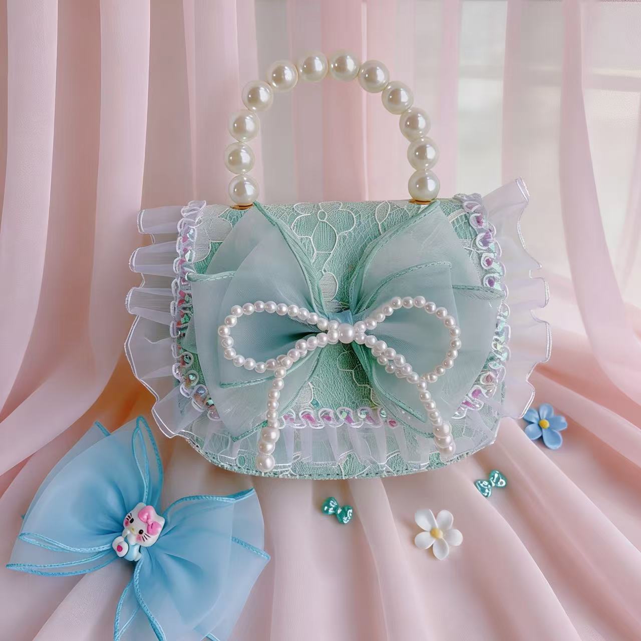 Nuevo bolso para niños, niña pequeña, bolso de perla, princesa de moda, monedero de hombro, bolso de cambio
