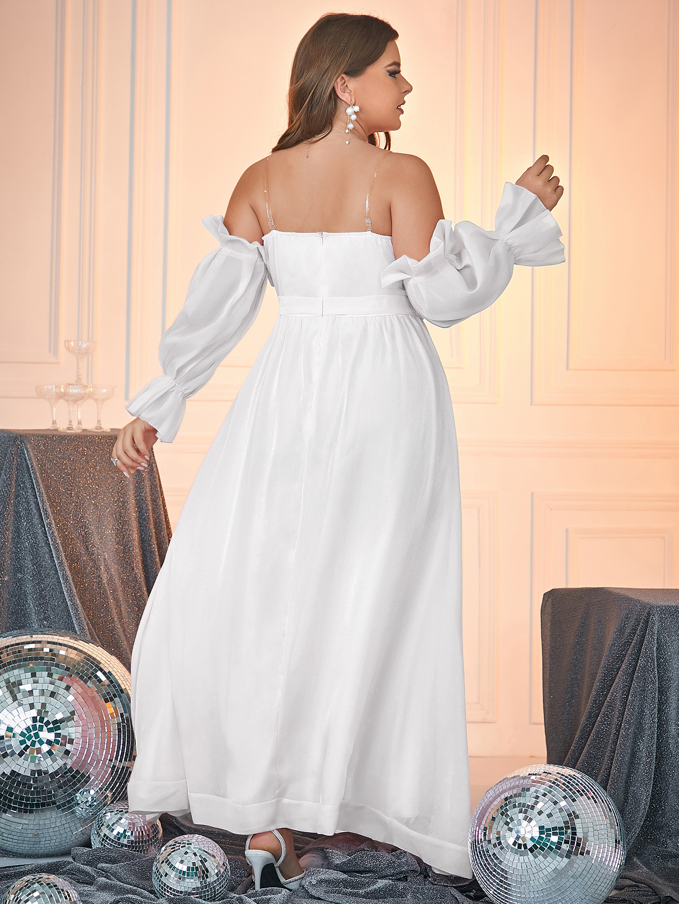 Vestido de talla grande, vestido elegante y delgado de encaje transfronterizo europeo y americano