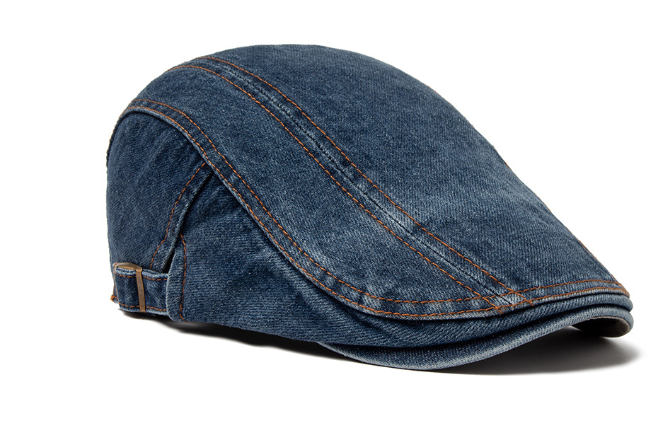 Berretto in denim lavato da uomo primaverile e autunnale, cappello a becco d'anatra in puro cotone con protezione solare, cappello femminile in stile britannico_voghion.com