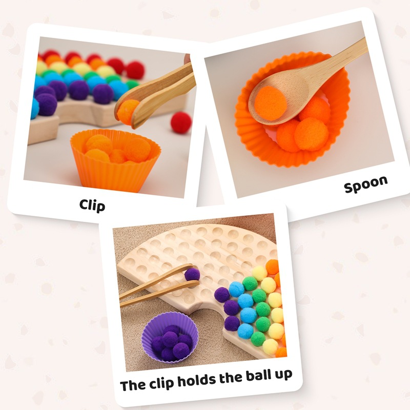 Juguetes de cuentas con clip de tablero de arco iris para bebés, clasificación de color para niños, entrenamiento de coordinación mano-ojo, juguetes educativos