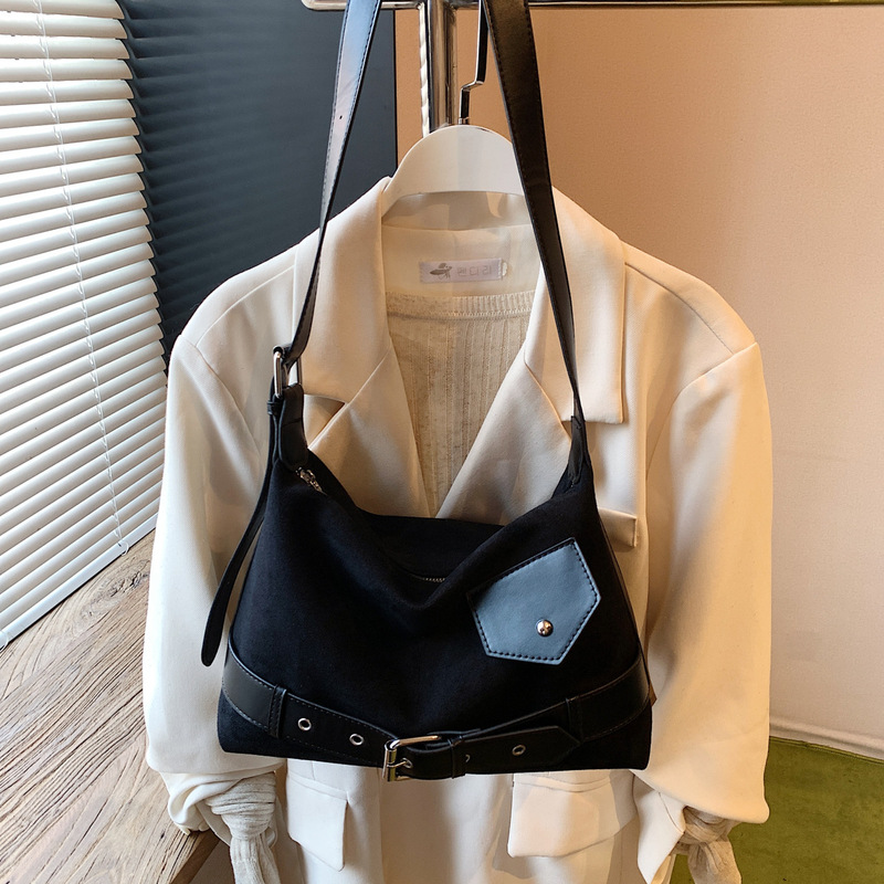 休闲复古麂皮绒包包女士2025新款秋冬大容量斜挎包通勤腋下包批发|undefined