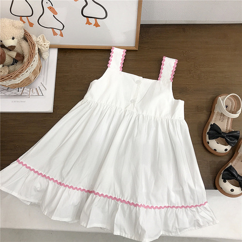 Girls dress, summer dress, children's new cotton flower style suspender dress, summer baby princess dress, thin section