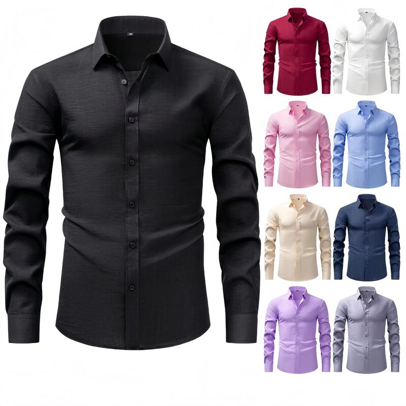Sichuan-Lu'An Cross-Border Imitation Linen Men's Shirt, Long-Sleeve, Solid Color, Casual, Vintage, High-End Feel, Men's Linen Cardigan Sichuan-Lu'An Cross-Border Imitation Linen Men's Shirt, Long-Sleeve, Solid Color, Casual, Vintage, High-End Feel, Men's Linen Cardigan