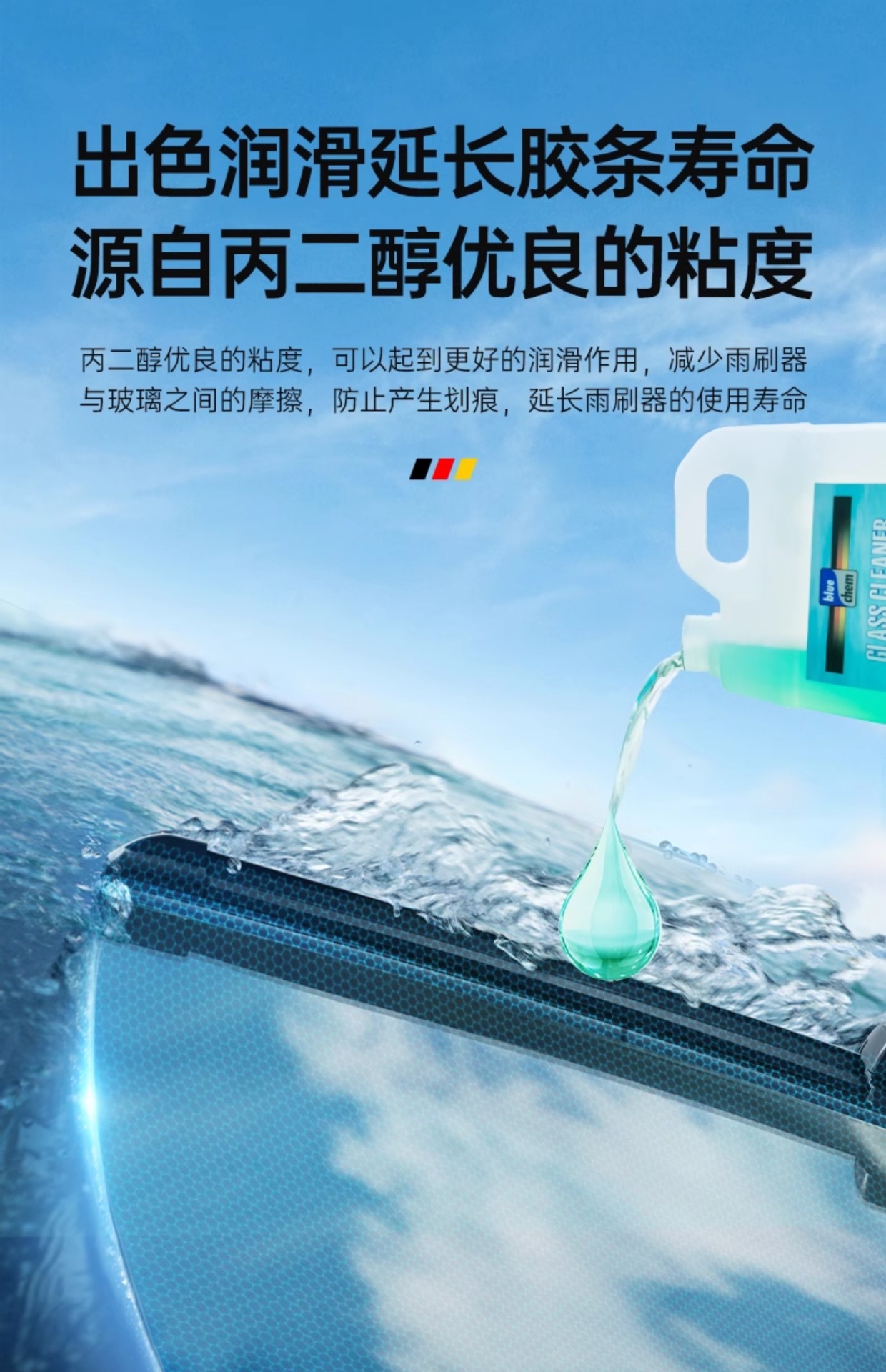 Strong Decontamination Car Cleaning Agent, Car Glass Oil Film Removal Cleaning Agent, Non-Concentrated Wiper Essence, Universal for All Seasons