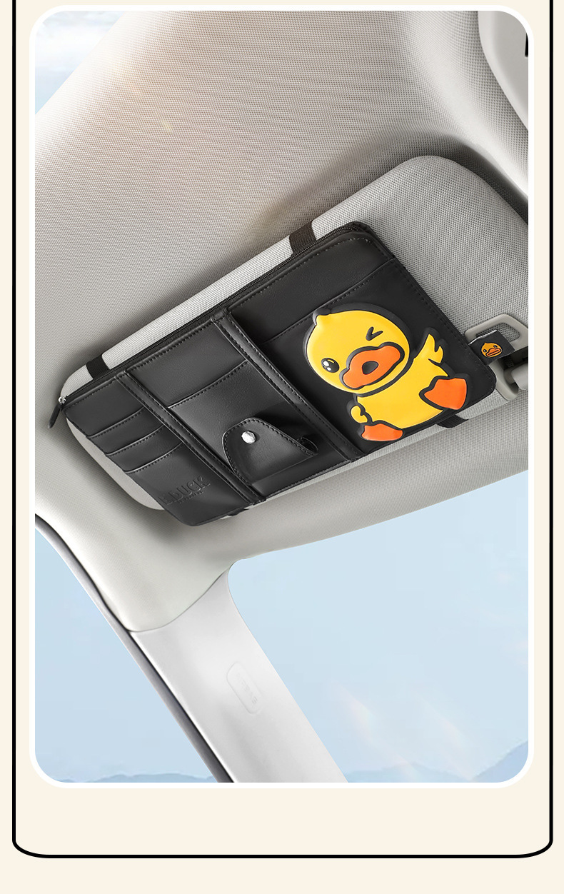 Little Yellow Duck Car Sun Visor Organizer, In-Car Glasses Holder, Card Storage Bag, Card Holder, Ticket and Document Organizer