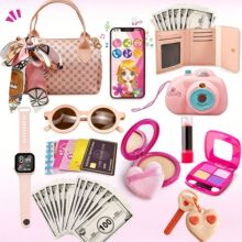 跨境新品仿真儿童化妆品相机手机零钱包女孩扮演过家家手提包玩具