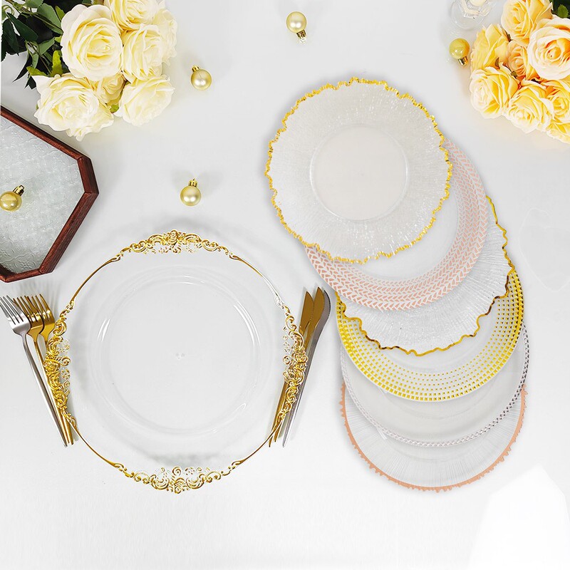 Wedding Charger Plate Hotel Party Disposable Transparent Decorative Plastic Plate Disposable Presentation Plate Wedding Charger Plate Hotel Party Disposable Transparent Decorative Plastic Plate Disposable Presentation Plate