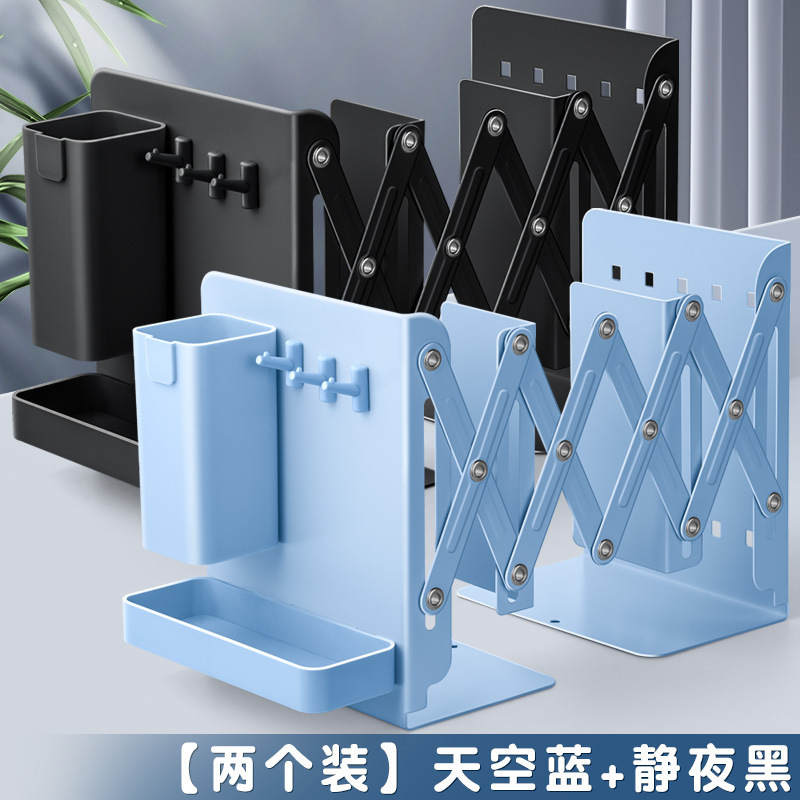 Libro, libro, soporte de libro, bolígrafo de libro, estante de almacenamiento fijo, estante de libro con superficie de escritorio, espesación y metal de libro telescópico