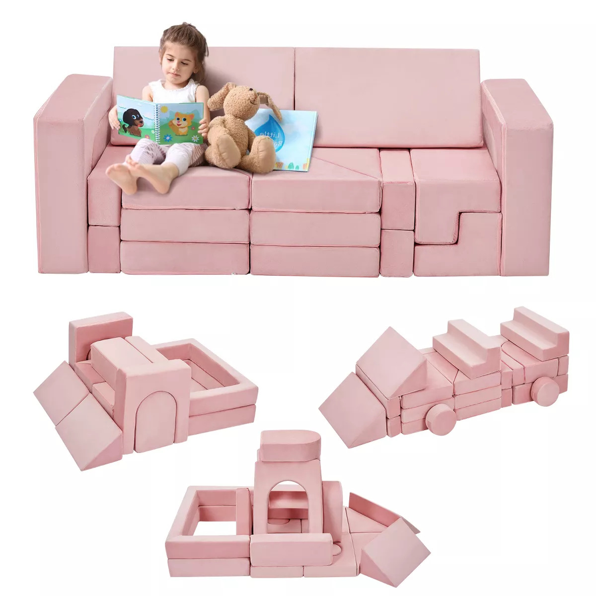 Compresión de comercio exterior transfronterizo personalizada combinación de empalme sofá para niños de alta densidad arena esponjosa sofá arte de bloque de sofá taburete image 1
