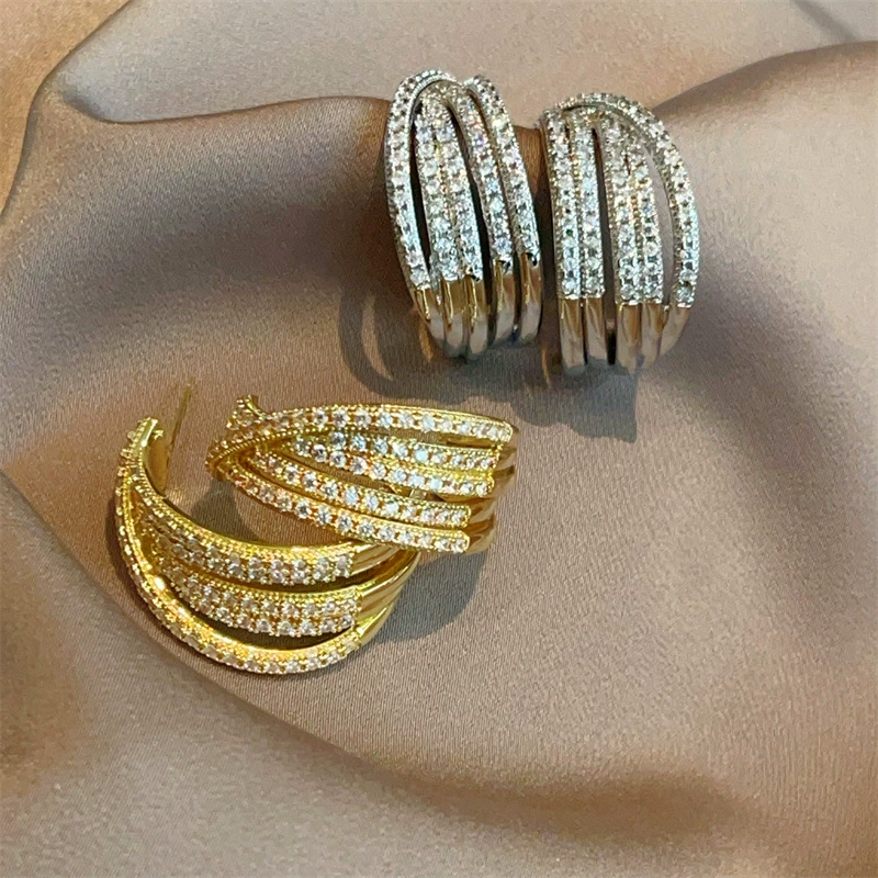 Цирконий, серьги, модная серебряная игла, стиль легкой роскоши, качественный стиль, микрогорация, золото пробы 750, серебро 925 пробы, простой и элегантный дизайн