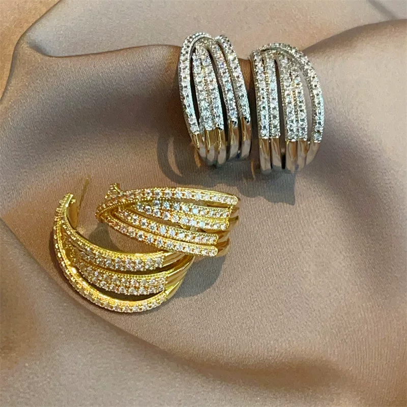 Цирконий, серьги, модная серебряная игла, стиль легкой роскоши, качественный стиль, микрогорация, золото пробы 750, серебро 925 пробы, простой и элегантный дизайн