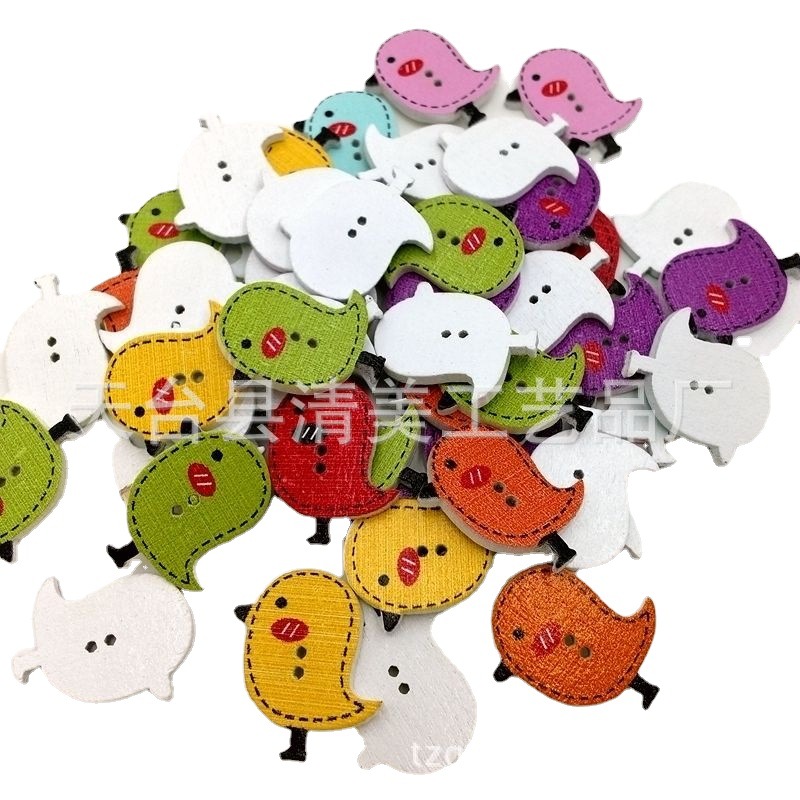 25mm Amazon colorido pollo botones de madera hermosa decoración niños hechos a mano 50 unids por paquete