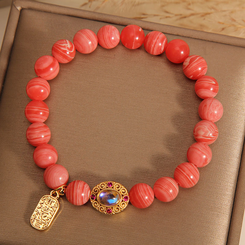 Pulsera de Piedra Roja natural mujer ins nicho diseño de alta calidad pulsera de cristal de moda pulsera de regalo para novias