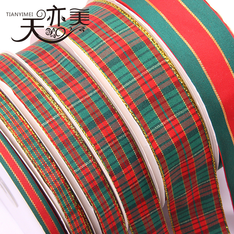 1.0 1.5 2.5 4.0cm Cinta a rayas de Phnom Penh Decoración navideña Cinta a cuadros roja y verde Cinta de Phnom Penh