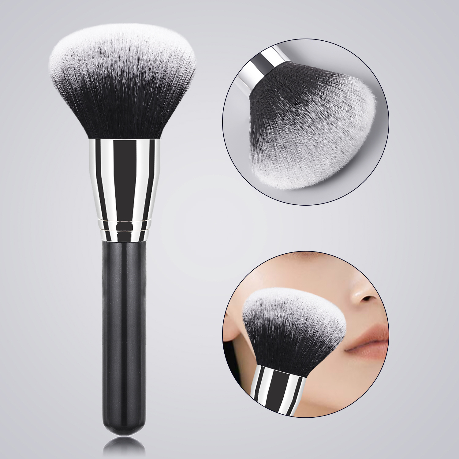 Sombra solo cepillo de maquillaje de alta calidad grande cepillo suelto cepillo de La Fundación cepillo de sombra de ojos cepillo en forma de abanico belleza