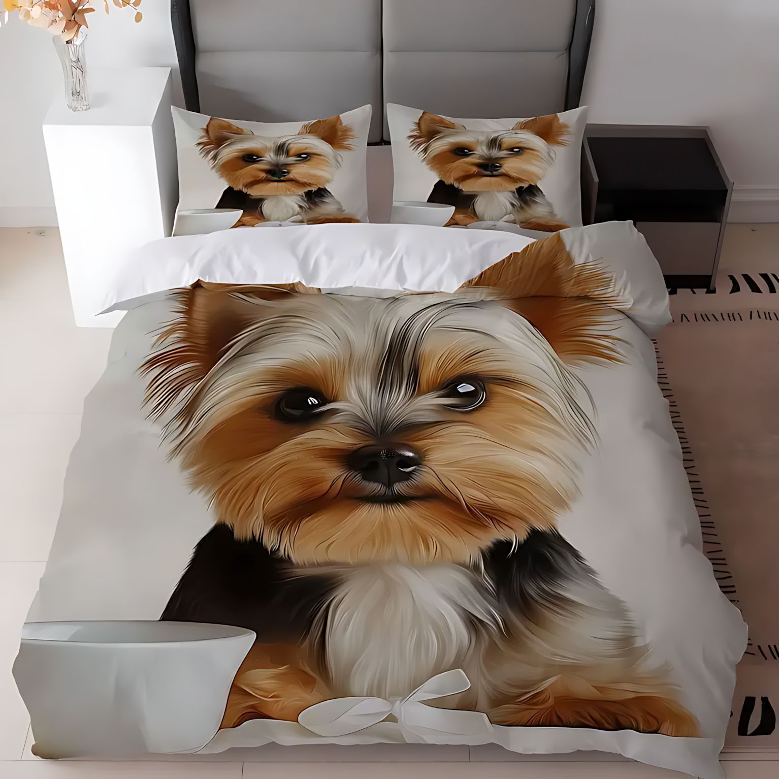 TEMU / JIT Amazon Cross-Border Cute Dog Pattern HD Digital Edredon Kit de ropa de cama