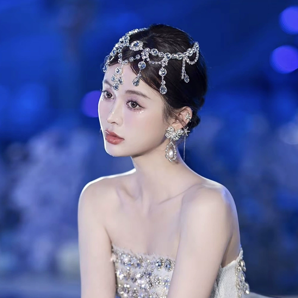 Свадебная невеста хрустальная фея из кисточек головная уборка Rs высокого уровня европейский и американский лоб цепи капель воды