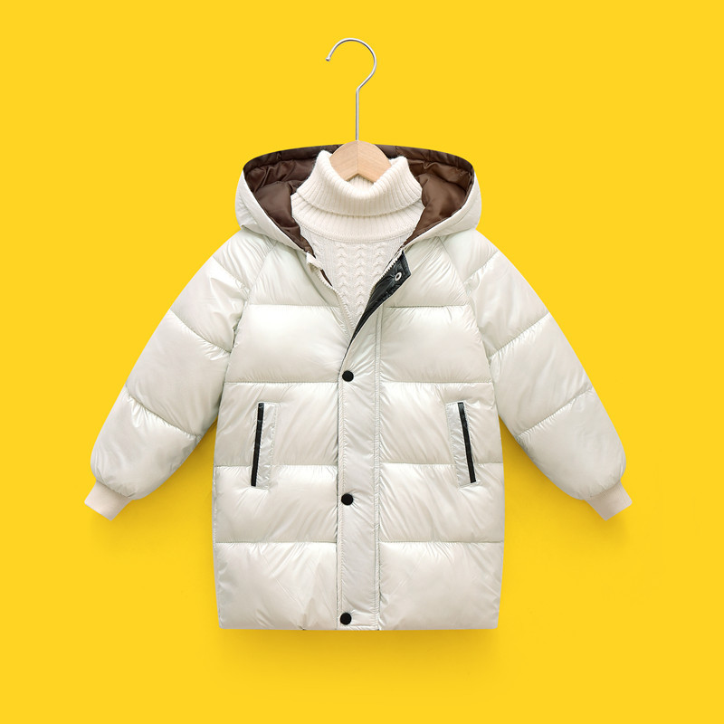 Ropa de algodón acolchada para niños de comercio exterior ropa de algodón acolchada con capucha de invierno para niños medianos y grandes bebés para niños y niñas nueva chaqueta acolchada de algodón engrosada de longitud media