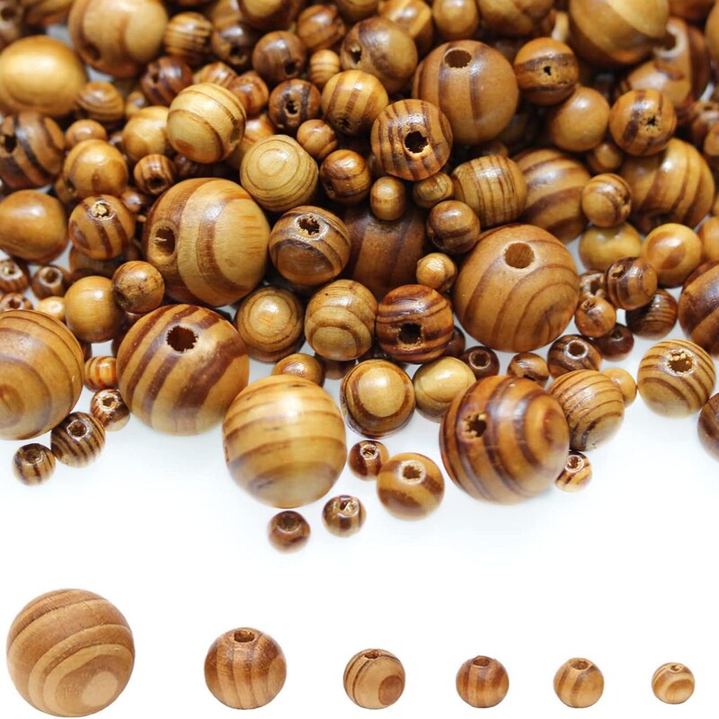 Spot large hole wood beads wholesale 6-25mm pine beads DIY handmade loose beads cushion curtain accessories round beads