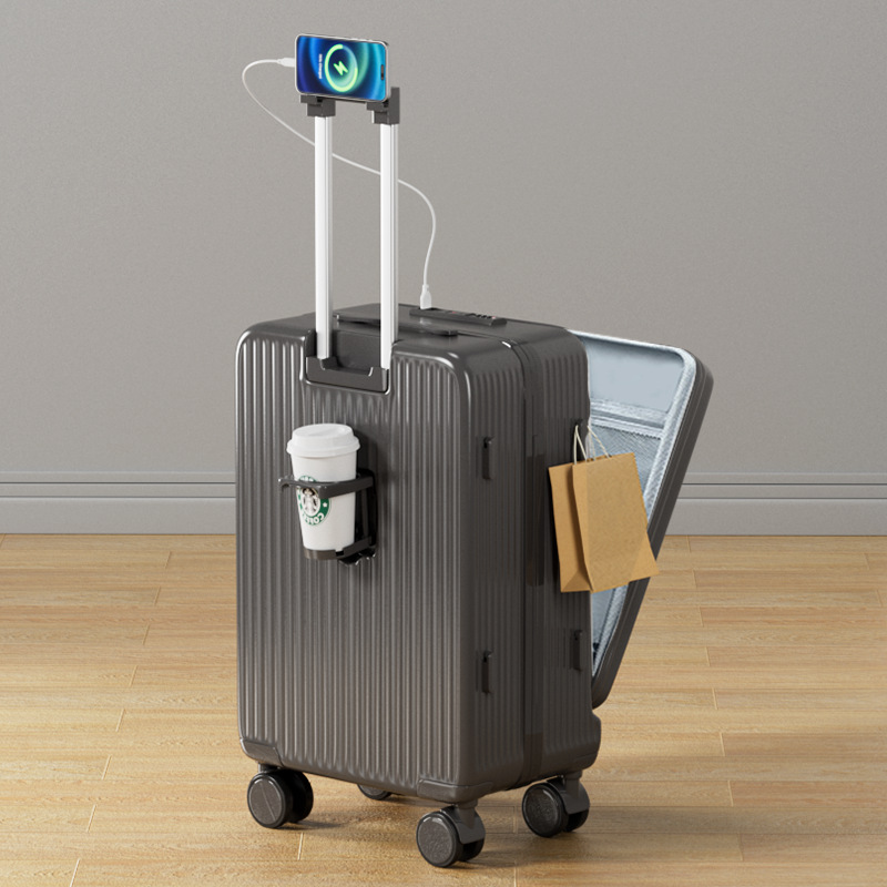 Entrega de una pieza de Apertura frontal de negocios equipaje universal rueda trolley caso femenino multifunción cremallera contraseña viaje