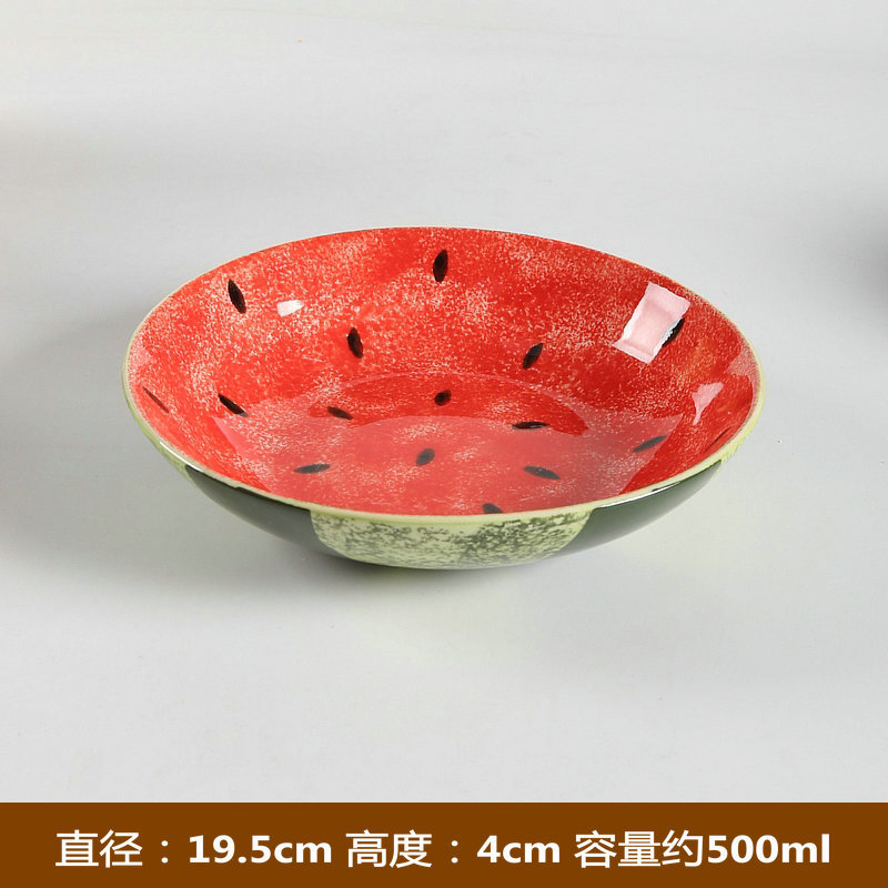 7.6inch 손으로 그린 ​​둥근 깊은 접시 (수박)