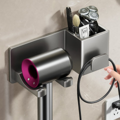 Hair dryer holder with no drilling, bathroom wall-mounted organizer, wall rack for hair dryer, hanging storage rack for bathroom
