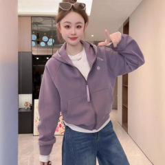 连帽卫衣外套女春秋季2025新款美式复古高级感显瘦小个子开衫上衣