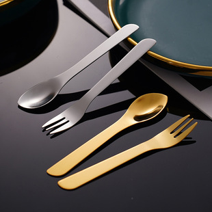 Creative stainless steel ice cream spoon inclined handle spoon fork high color value yogurt spoon cake dessert spoon mixing spoon