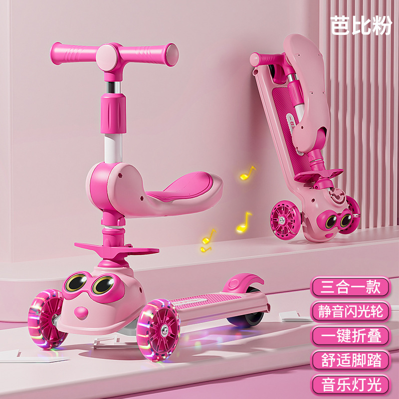 Scooter para niños 1-3-6-12 años, el bebé tres en uno puede sentarse en un niño resbaladizo, tesoro femenino, coche de princesa