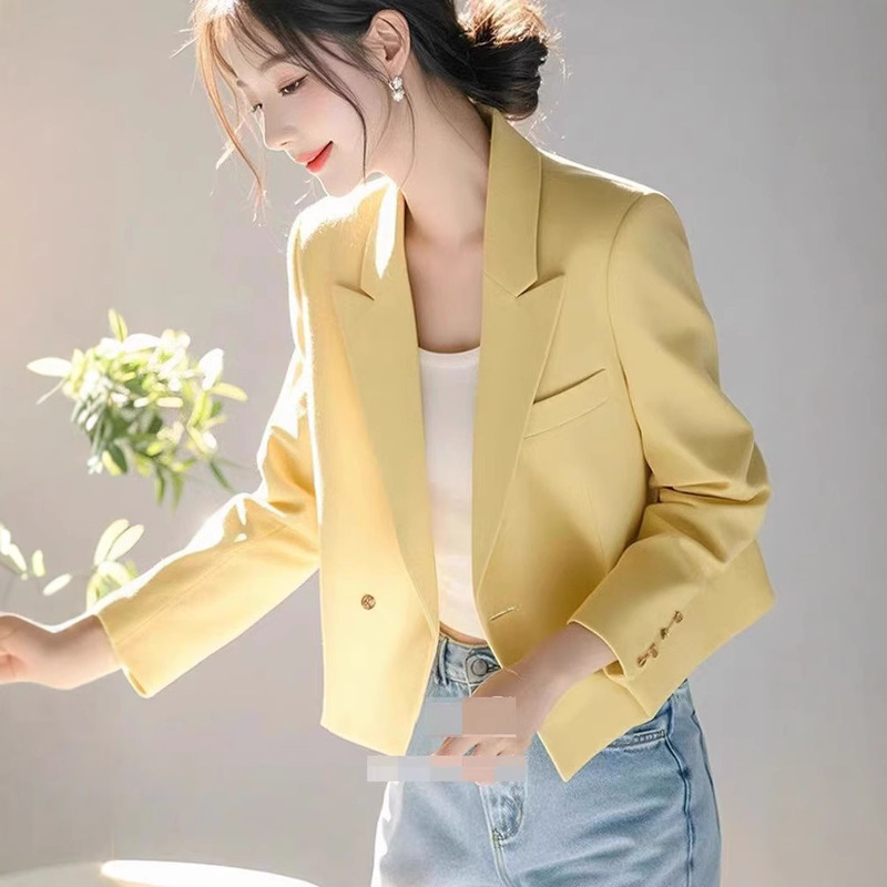2026 New Trendy Spring Hot-Selling Cream-Colored Casual Blazer for Workplace Commuting, Fashionable Chanel-Style Jacket