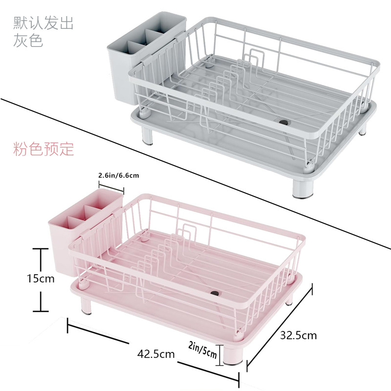 Escurridor de Platos Retráctil, Estante de Almacenamiento para Encimera del Hogar, Caja de Almacenamiento para Tazones y Palillos, Escurridor con Drenaje Automático