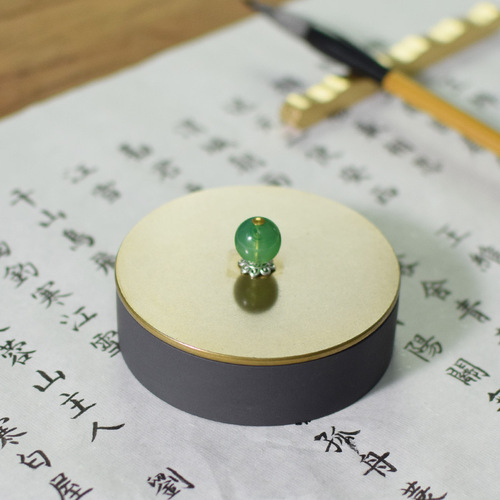 Copper-covered inkstone desk licking pen desk inkstone study four treasures student calligraphy inkstone desk ink pool brush ink plate ink tray pen licking