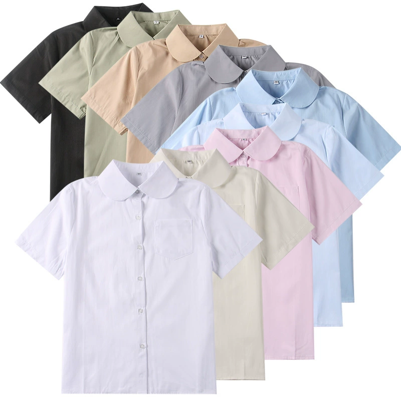 Базовая рубашка JK с круглым вырезом с длинными короткими рукавами студенческий стиль классная одежда Выпускной фото плиссированная юбка белая рубашка Женский костюм