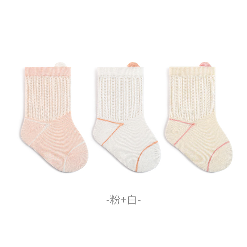 Calcetines para bebés recién nacidos, calcetines de algodón de malla ultrafina de verano 0 - 3 para bebés recién nacidos, clase A sin hueso, no estrangular las piernas