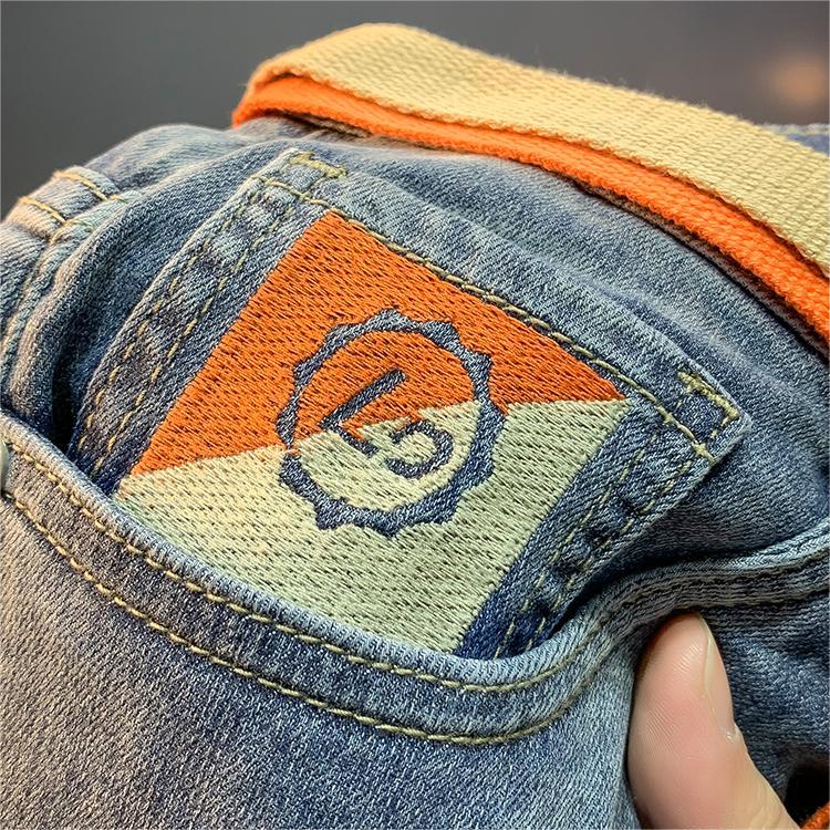 Printemps et automne nouveaux jeans haut de gamme pour hommes marque élastique brodé minceur petite jambe édition coréenne tendance Ins neuf_voghion.com