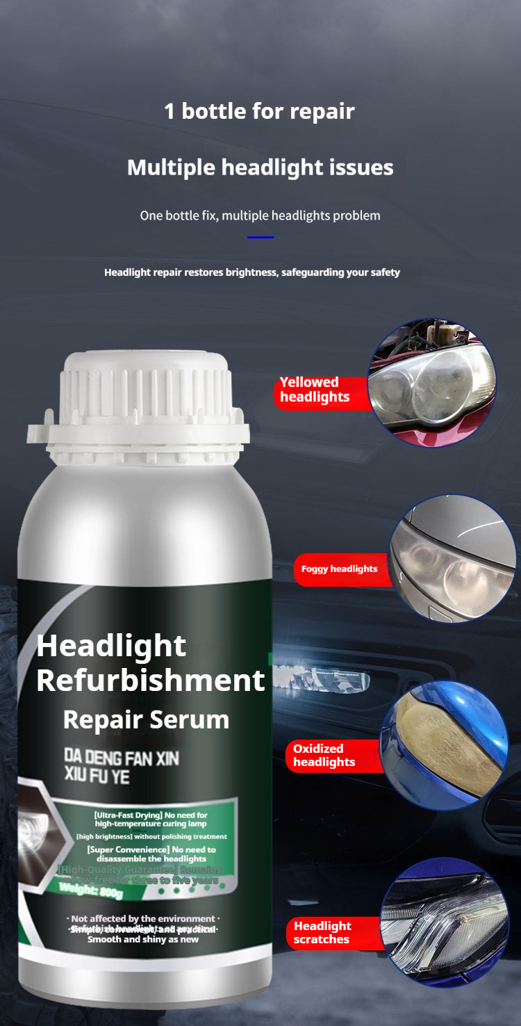 Cross-Border Special Supply Car Headlight Refurbishment Repair Fluid Tool Kit for Cleaning Scratches and Yellowing on Car Lights, Quick Brightening Coating