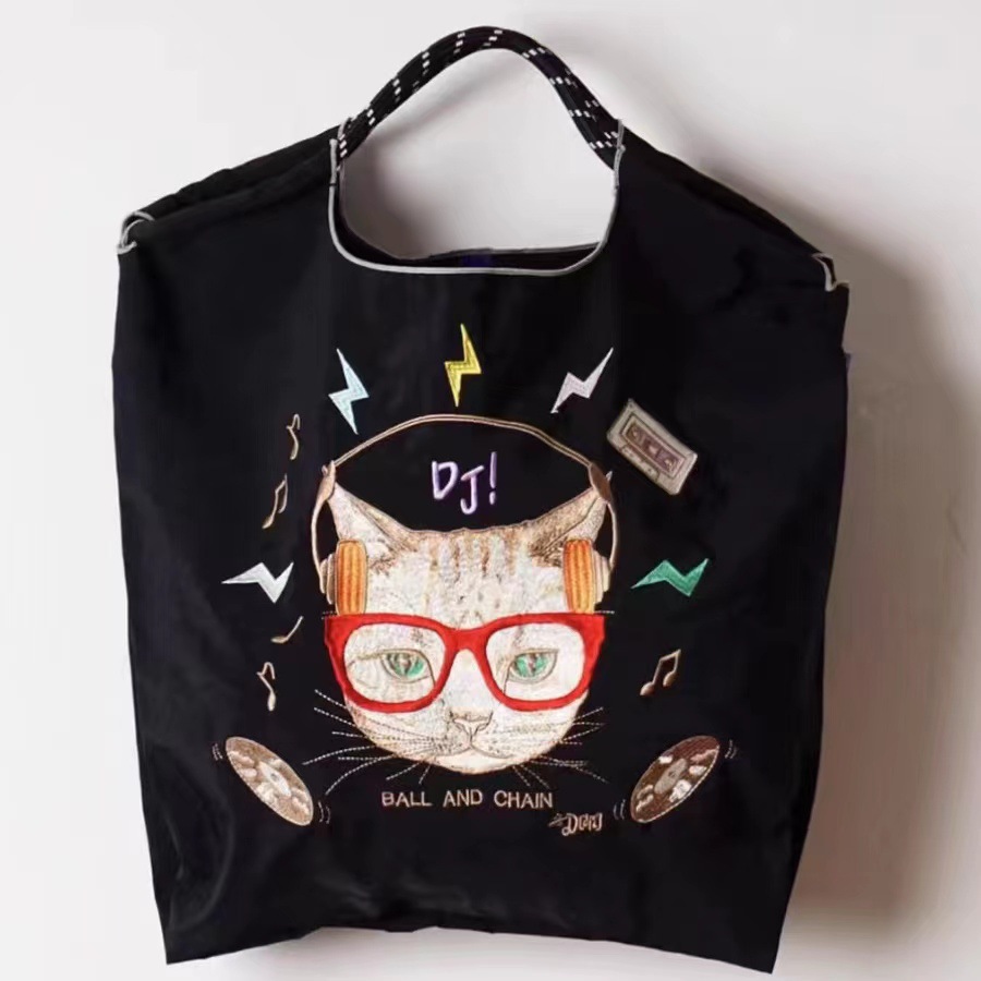 Bolsa de compras impermeable bordada, bolso de nailon, bolso de lona, bolso de tela informal, bolso de mujer, bolso de hombro de gran capacidad, ultraligero image 9