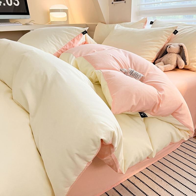 Cama de algodón de clase A para madres y bebés, ropa de cama de cuatro piezas, ropa de cama de color sólido, ropa de cama, dormitorio de estudiantes, tres piezas