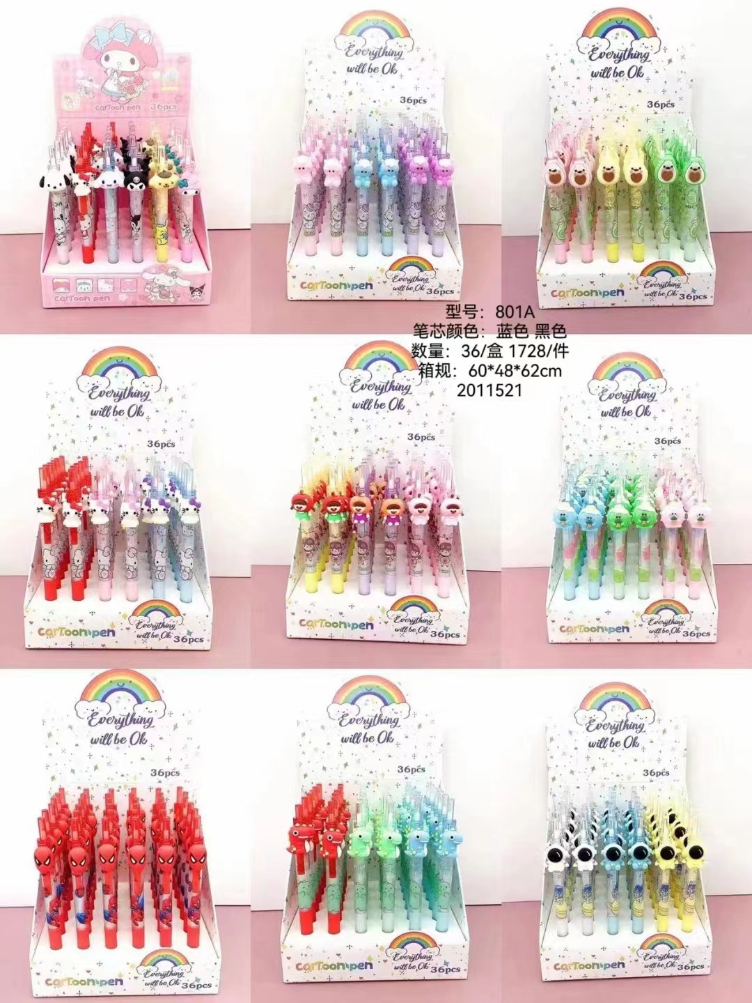 Amor oso cuidado osos lindos dibujos animados pulsar bolígrafos neutros de alto valor de firma bolígrafo azul fuera