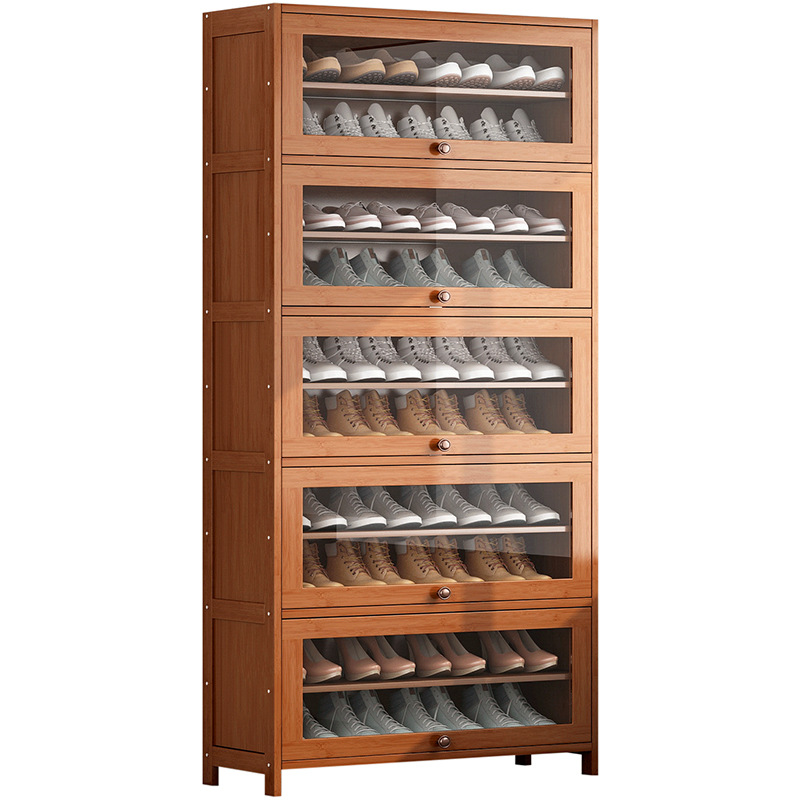 Shoe cabinet household entrance large-capacity porch storage rack saves space, simple modern solid wood balcony, bucket storage