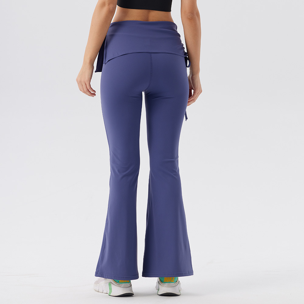 Pantalones de ropa de yoga nude estilo de primavera y verano para mujer con falda, cintura alta ajustada, cadera, estiramiento, ropa deportiva de secado rápido, pantalones