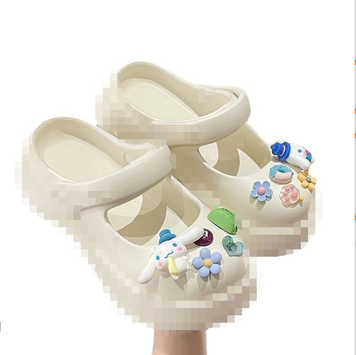 Mary Jane zapatos de agujero de fondo grueso de las mujeres antideslizante zapatillas de estilo Chanel estilo occidental de las mujeres del dedo del pie cerrado sandalias de las mujeres al aire libre