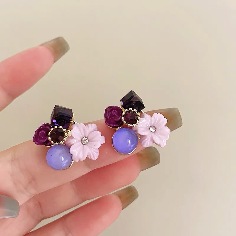 retro elegant purple universal earrings